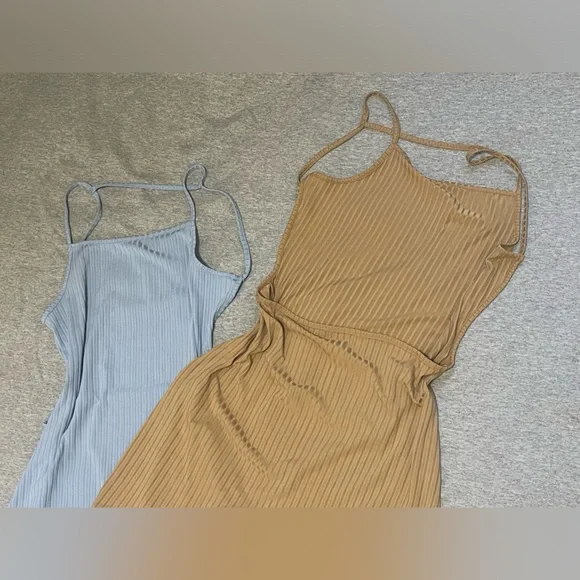 Blue and Tan Ribbed gym Jumpsuits - Picture 2 of 2
